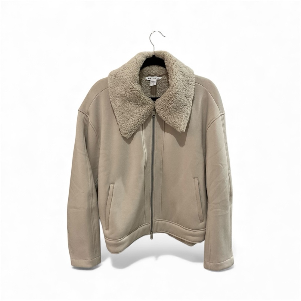 Athleta Shearling Collar Tan Jacket